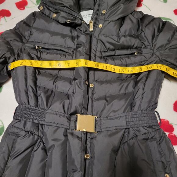Cole Haan Signature Belted Black Puffer Down Feather Warm Winter Coat  Size M - Picture 11 of 12